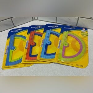 Lot Of 4 Westcott 6-Inch Plastic 180 Degree Protractor With Microban